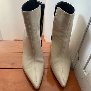 White heeled booties